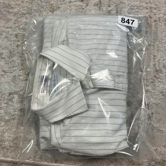 Saks Fifth Avenue Mens White Striped Cotton Broadcloth Dress Shirt 16-33 Vintage - Picture 13 of 13